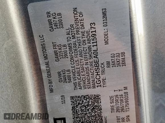 ✅ 2020 Chevrolet Colorado 2WD Work Truck • VIN: 1GCHSBEA0L1159173 • Лот: 70294895. Опубликован ранее на Copart с пробегом 108 301 миль. Бесплатный доступ к архиву аукционных продаж из США и подробный отчёт об истории автомобиля на DreamBid. Изображение 12.