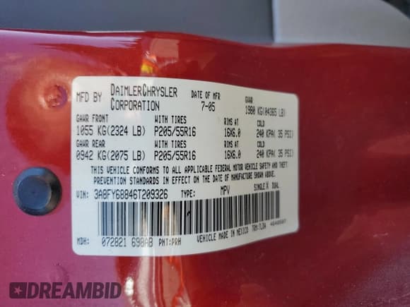 ✅ 2006 Chrysler PT Cruiser Limited • VIN: 3A8FY68846T209326 • Lot: 84939405. Listed on Copart with 101,029 mi. Free auction sales archive from the USA and detailed vehicle history report at DreamBid. Image 13.