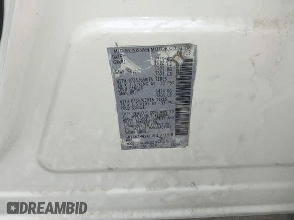 ✅ 2014 Nissan Pathfinder SL • VIN: 5N1AR2MN1EC617999 • Lot: 42224316. Listed on IAAI with 93,215 mi. Free auction sales archive from the USA and detailed vehicle history report at DreamBid. Image 9.