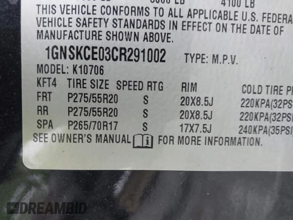 ✅ 2012 Chevrolet Tahoe LTZ • VIN: 1GNSKCE03CR291002 • Lot: 42429359. Listed on IAAI with 88,606 mi. Free auction sales archive from the USA and detailed vehicle history report at DreamBid. Image 9.