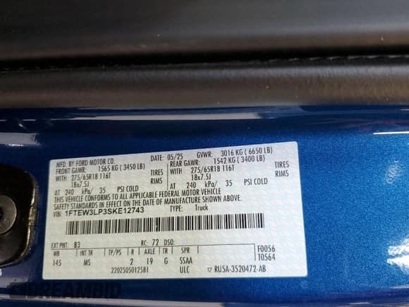 ✅ 2025 Ford F-150 XLT • VIN: 1FTEW3LP3SKE12743 • Lot: 71066885. Listed on Copart with 9,466 mi. Free auction sales archive from the USA and detailed vehicle history report at DreamBid. Image 12.