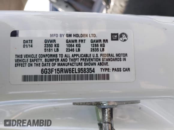 ✅ 2014 Chevrolet SS • VIN: 6G3F15RW6EL958354 • Lot: 42011918. Listed on IAAI with Not provided. Free auction sales archive from the USA and detailed vehicle history report at DreamBid. Image 9.