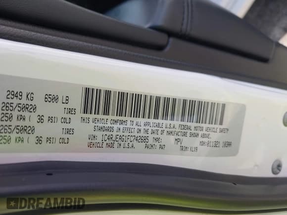 ✅ 2015 Jeep Grand Cherokee Laredo • VIN: 1C4RJEAG1FC742685 • Lot: 42375953. Listed on IAAI with Not provided. Free auction sales archive from the USA and detailed vehicle history report at DreamBid. Image 9.