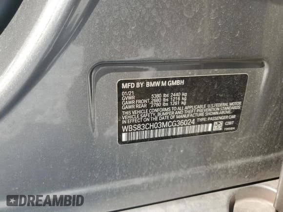 ✅ 2021 BMW M5 • VIN: WBS83CH03MCG36024 • Lot: 80796705. Wystawiony na Copart z przebiegiem Nie podano. Bezpłatny archiwum sprzedaży aukcyjnych z USA i szczegółowy raport historii pojazdu na DreamBid. Zdjęcie 12.