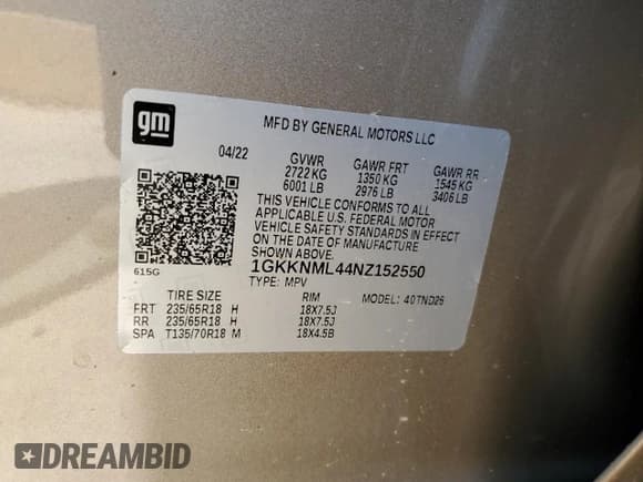 ✅ 2022 GMC Acadia SLT • VIN: 1GKKNML44NZ152550 • Lot: 61438885. Wystawiony na Copart z przebiegiem Nie podano. Bezpłatny archiwum sprzedaży aukcyjnych z USA i szczegółowy raport historii pojazdu na DreamBid. Zdjęcie 12.
