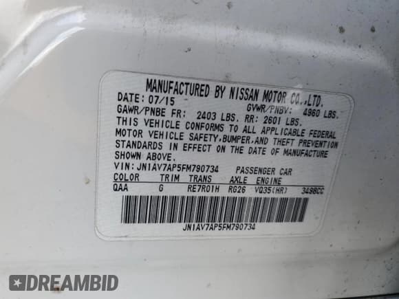 ✅ 2015 Infiniti Q50 Hybrid Premium • VIN: JN1AV7AP5FM790734 • Lot: 82675205. Wystawiony na Copart z przebiegiem 83 188 mil. Bezpłatny archiwum sprzedaży aukcyjnych z USA i szczegółowy raport historii pojazdu na DreamBid. Zdjęcie 12.