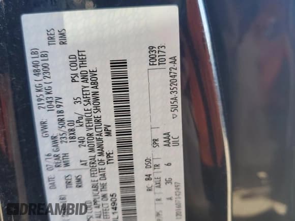 ✅ 2017 Lincoln MKC Premiere • VIN: 5LMCJ1C94HUL14905 • Лот: 89512505. Опубликован ранее на Copart с пробегом 147 603 миль. Бесплатный доступ к архиву аукционных продаж из США и подробный отчёт об истории автомобиля на DreamBid. Изображение 13.