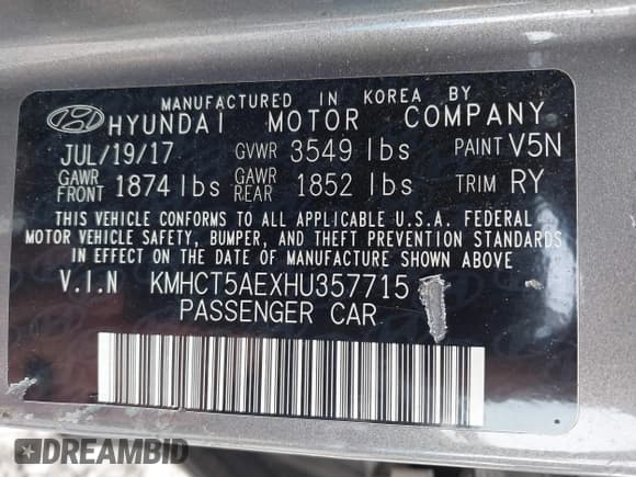 ✅ 2017 Hyundai Accent SE • VIN: KMHCT5AEXHU357715 • Lot: 43416926. Listed on IAAI with 88,716 mi. Free auction sales archive from the USA and detailed vehicle history report at DreamBid. Image 9.