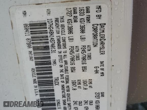 ✅ 2004 Dodge Dakota SLT • VIN: 1D7HG48N14S740131 • Lot: 72680914. Wystawiony na Copart z przebiegiem 99 799 mil. Bezpłatny archiwum sprzedaży aukcyjnych z USA i szczegółowy raport historii pojazdu na DreamBid. Zdjęcie 12.