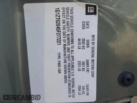 2005 Chevrolet Malibu Maxx LS с VIN 1G1ZT62845F277221, выставлен на аукционе Copart как лот 49783785 с пробегом 86 476 миль миль и Чистый • Clean title. История ставок и продаж доступна на DreamBid. Изображение 15.