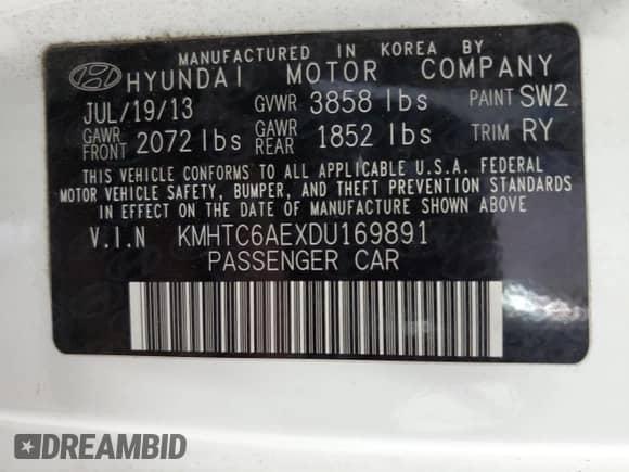 2013 Hyundai Veloster Turbo с VIN KMHTC6AEXDU169891, выставлен на аукционе Copart как лот 56524893 с пробегом 124 726 миль миль и Списание • Salvage title. История ставок и продаж доступна на DreamBid. Изображение 12.