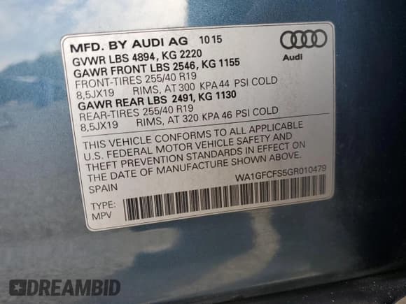 ✅ 2016 Audi Q3 Prestige • VIN: WA1GFCFS5GR010479 • Lot: 86532755. Listed on Copart with 65,342 mi. Free auction sales archive from the USA and detailed vehicle history report at DreamBid. Image 12.