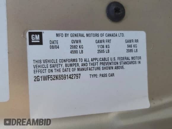 ✅ 2005 Chevrolet Impala • VIN: 2G1WF52K659142797 • Лот: 80441365. Размещён на Copart с пробегом 130 698 миль миль. Получите бесплатный доступ к архиву аукционных продаж из США и посмотрите подробный отчёт об истории автомобиля на DreamBid. Изображение 12.