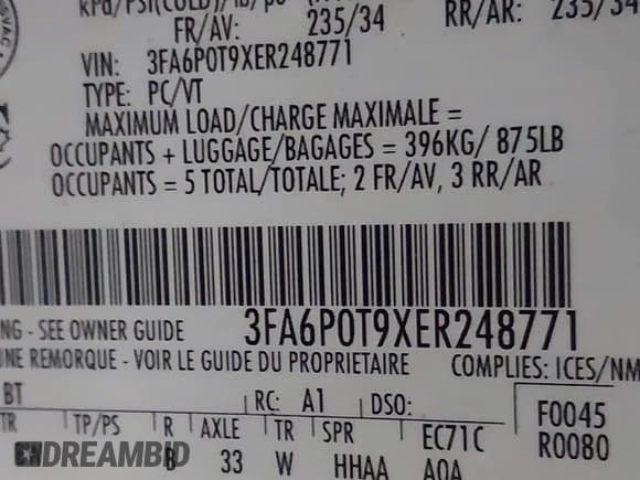 ✅ 2014 Ford Fusion SE • VIN: 3FA6P0T9XER248771 • Лот: 41640811. Опубликован ранее на IAAI с пробегом 113 981 миль. Бесплатный доступ к архиву аукционных продаж из США и подробный отчёт об истории автомобиля на DreamBid. Изображение 9.