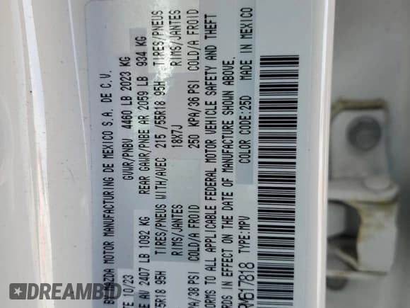 ✅ 2024 Mazda CX-30 Premium • VIN: 3MVDMBDY8RM617818 • Лот: 87295895. Опубликован ранее на Copart с пробегом Не указан. Бесплатный доступ к архиву аукционных продаж из США и подробный отчёт об истории автомобиля на DreamBid. Изображение 13.