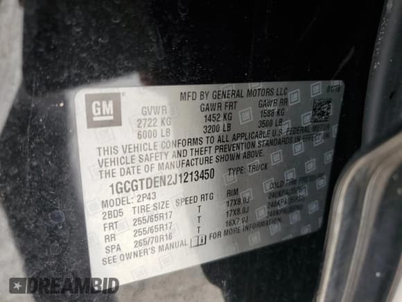 ✅ 2018 Chevrolet Colorado 4WD Z71 • VIN: 1GCGTDEN2J1213450 • Лот: 70975404. Опубликован ранее на Copart с пробегом 46 307 миль. Бесплатный доступ к архиву аукционных продаж из США и подробный отчёт об истории автомобиля на DreamBid. Изображение 14.