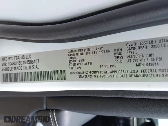 ✅ 2022 Jeep Grand Cherokee Limited • VIN: 1C4RJHBG1N8595107 • Lot: 42416656. Listed on IAAI with 33,574 mi. Free auction sales archive from the USA and detailed vehicle history report at DreamBid. Image 9.