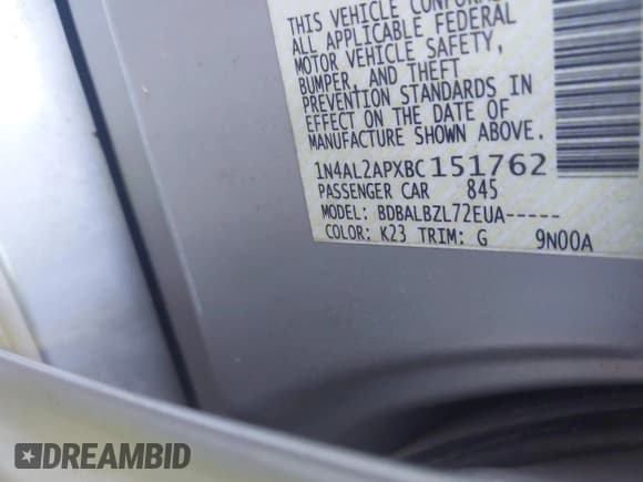 ✅ 2011 Nissan Altima SL • VIN: 1N4AL2APXBC151762 • Лот: 43504397. Опубликован ранее на IAAI с пробегом 150 224 миль. Бесплатный доступ к архиву аукционных продаж из США и подробный отчёт об истории автомобиля на DreamBid. Изображение 9.