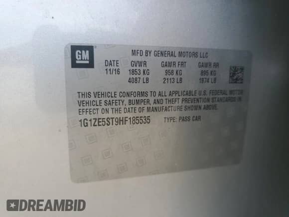 2017 Chevrolet Malibu LT with VIN 1G1ZE5ST9HF185535, listed as a Copart auction lot 73725434 with 136,713 mi miles and Salvage title. Bid and sale history available at DreamBid. Image 12.