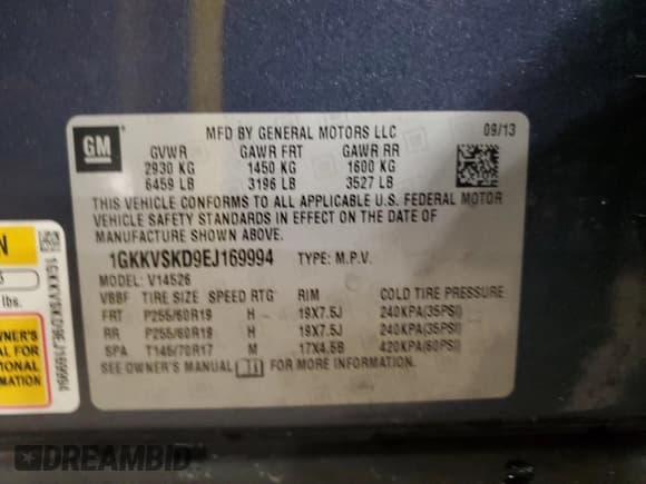 ✅ 2014 GMC Acadia SLT • VIN: 1GKKVSKD9EJ169994 • Lot: 82667155. Wystawiony na Copart z przebiegiem 139 421 mil. Bezpłatny archiwum sprzedaży aukcyjnych z USA i szczegółowy raport historii pojazdu na DreamBid. Zdjęcie 13.