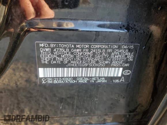 ✅ 2015 Lexus IS 350 • VIN: JTHCE1D28F5009250 • Lot: 90638195. Wystawiony na Copart z przebiegiem 59 163 mil. Bezpłatny archiwum sprzedaży aukcyjnych z USA i szczegółowy raport historii pojazdu na DreamBid. Zdjęcie 12.