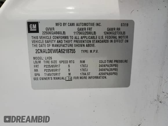 ✅ 2010 Chevrolet Equinox 1LT • VIN: 2CNALDEW6A6218755 • Lot: 60258705. Wystawiony na Copart z przebiegiem 119 092 mil. Bezpłatny archiwum sprzedaży aukcyjnych z USA i szczegółowy raport historii pojazdu na DreamBid. Zdjęcie 13.