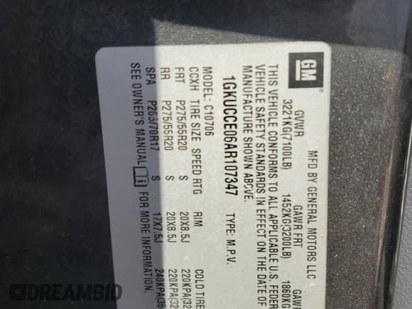 ✅ 2010 GMC Yukon SLT • VIN: 1GKUCCE06AR107347 • Lot: 56041895. Listed on Copart with 201,045 mi. Free auction sales archive from the USA and detailed vehicle history report at DreamBid. Image 12.