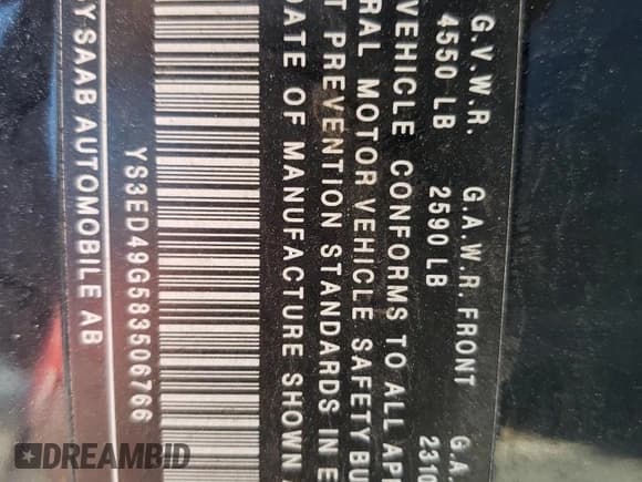 ✅ 2008 Saab 9-5 • VIN: YS3ED49G583506766 • Лот: 56274514. Опубликован ранее на Copart с пробегом 152 840 миль. Бесплатный доступ к архиву аукционных продаж из США и подробный отчёт об истории автомобиля на DreamBid. Изображение 12.