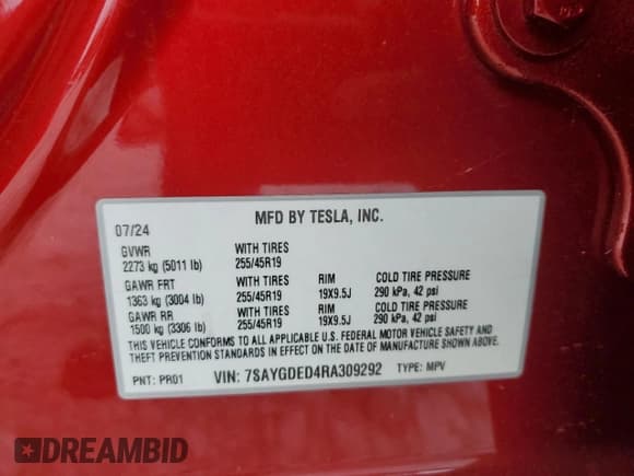 ✅ 2024 Tesla Model Y • VIN: 7SAYGDED4RA309292 • Lot: 81399885. Wystawiony na Copart z przebiegiem 19 602 mil. Bezpłatny archiwum sprzedaży aukcyjnych z USA i szczegółowy raport historii pojazdu na DreamBid. Zdjęcie 12.