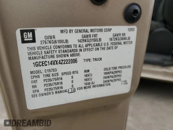 ✅ 2004 Chevrolet Silverado 1500 LS • VIN: 1GCEC14VX4Z222006 • Лот: 70245794. Опубликован ранее на Copart с пробегом Не указан. Бесплатный доступ к архиву аукционных продаж из США и подробный отчёт об истории автомобиля на DreamBid. Изображение 12.