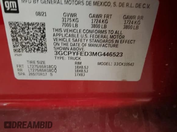 ✅ 2021 Chevrolet Silverado 1500 LT Trail Boss • VIN: 3GCPYFED3MG446523 • Lot: 63652544. Wystawiony na Copart z przebiegiem 40 777 mil. Bezpłatny archiwum sprzedaży aukcyjnych z USA i szczegółowy raport historii pojazdu na DreamBid. Zdjęcie 12.