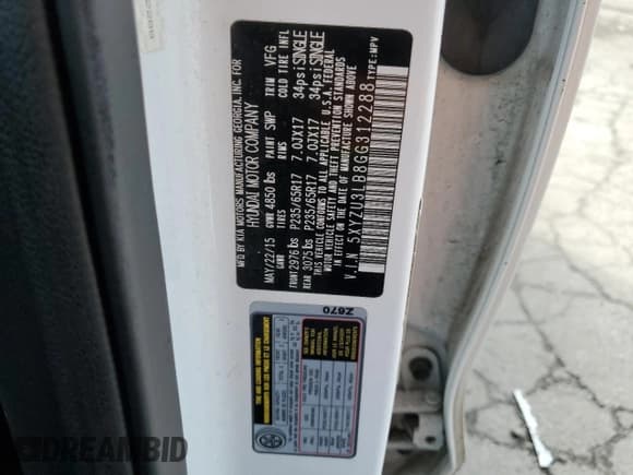 ✅ 2016 Hyundai Santa Fe • VIN: 5XYZU3LB8GG312288 • Лот: 54915904. Опубликован ранее на Copart с пробегом 131 568 миль. Бесплатный доступ к архиву аукционных продаж из США и подробный отчёт об истории автомобиля на DreamBid. Изображение 14.