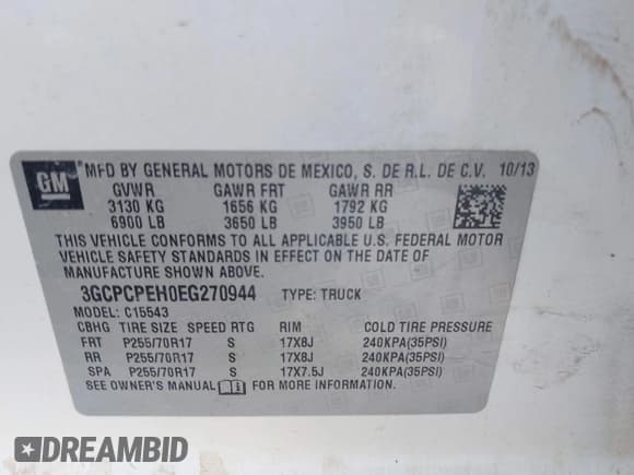 ✅ 2014 Chevrolet Silverado 1500 Work Truck • VIN: 3GCPCPEH0EG270944 • Lot: 43393984. Listed on IAAI with 212,326 mi. Free auction sales archive from the USA and detailed vehicle history report at DreamBid. Image 9.