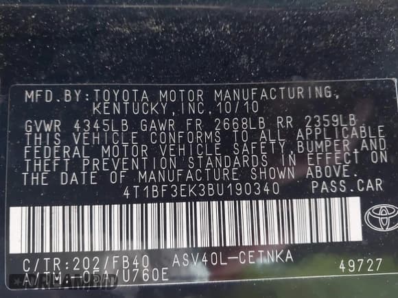 ✅ 2011 Toyota Camry LE • VIN: 4T1BF3EK3BU190340 • Lot: 43694739. Wystawiony na IAAI z przebiegiem 225 492 mil. Bezpłatny archiwum sprzedaży aukcyjnych z USA i szczegółowy raport historii pojazdu na DreamBid. Zdjęcie 9.