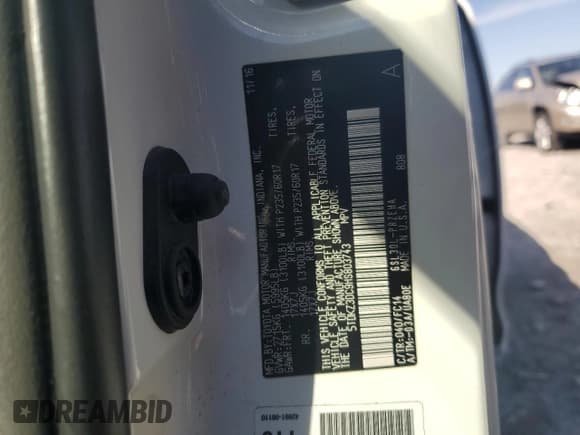 ✅ 2017 Toyota Sienna LE • VIN: 5TDKZ3DC9HS803743 • Lot: 91436895. Listed on Copart with 130,550 mi. Free auction sales archive from the USA and detailed vehicle history report at DreamBid. Image 13.