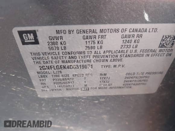 2013 Chevrolet Equinox LTZ с VIN 2GNFLGEK4D6319071, выставлен на аукционе IAAI как лот 43242878 с пробегом Не указан миль и . История ставок и продаж доступна на DreamBid. Изображение 9.