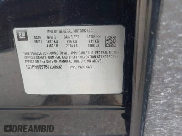 2011 Chevrolet Cruze LTZ с VIN 1G1PH5S97B7290692, выставлен на аукционе IAAI как лот 42998701 с пробегом 202 956 миль миль и . История ставок и продаж доступна на DreamBid. Изображение 9.