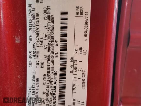 ✅ 2021 Ford Bronco • VIN: 1FMDE5CP4MLA64180 • Лот: 73194854. Опубликован ранее на Copart с пробегом 54 227 миль. Бесплатный доступ к архиву аукционных продаж из США и подробный отчёт об истории автомобиля на DreamBid. Изображение 14.