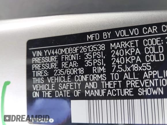 ✅ 2015 Volvo XC60 T5 Drive-E Premier • VIN: YV440MDB9F2613538 • Lot: 42183886. Listed on IAAI with 115,768 mi. Free auction sales archive from the USA and detailed vehicle history report at DreamBid. Image 9.