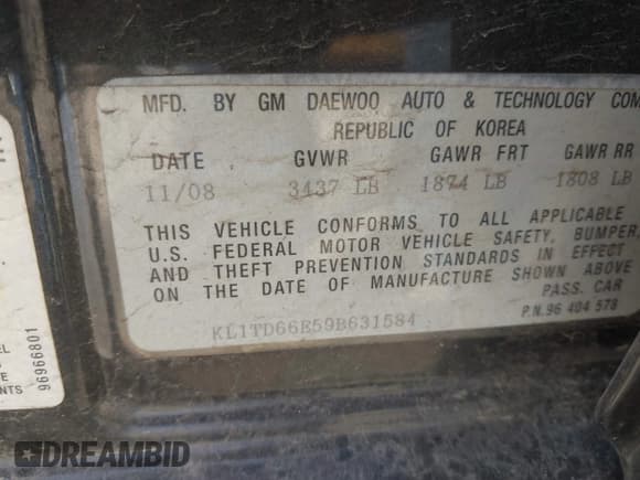 ✅ 2009 Chevrolet Aveo 1LT • VIN: KL1TD66E59B631584 • Lot: 41767703. Wystawiony na IAAI z przebiegiem 160 423 mil. Bezpłatny archiwum sprzedaży aukcyjnych z USA i szczegółowy raport historii pojazdu na DreamBid. Zdjęcie 9.