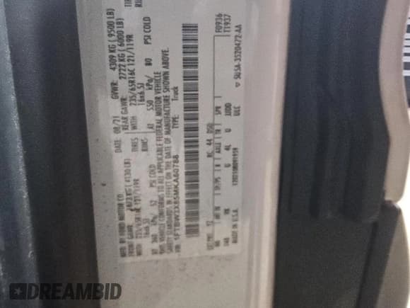 ✅ 2021 Ford Transit Cargo • VIN: 1FTBW3X85MKA60788 • Lot: 48044345. Wystawiony na Copart z przebiegiem 66 533 mil. Bezpłatny archiwum sprzedaży aukcyjnych z USA i szczegółowy raport historii pojazdu na DreamBid. Zdjęcie 13.