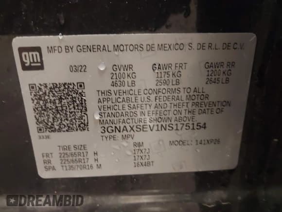 ✅ 2022 Chevrolet Equinox LS • VIN: 3GNAXSEV1NS175154 • Лот: 42798887. Опубликован ранее на IAAI с пробегом 53 056 миль. Бесплатный доступ к архиву аукционных продаж из США и подробный отчёт об истории автомобиля на DreamBid. Изображение 9.