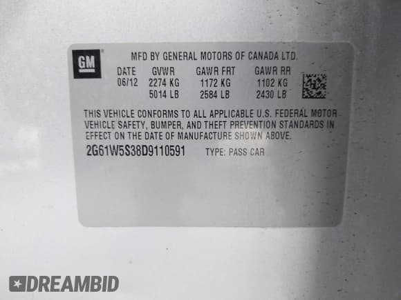 ✅ 2013 Cadillac XTS Livery • VIN: 2G61W5S38D9110591 • Lot: 43156880. Listed on IAAI with 420,217 mi. Free auction sales archive from the USA and detailed vehicle history report at DreamBid. Image 9.