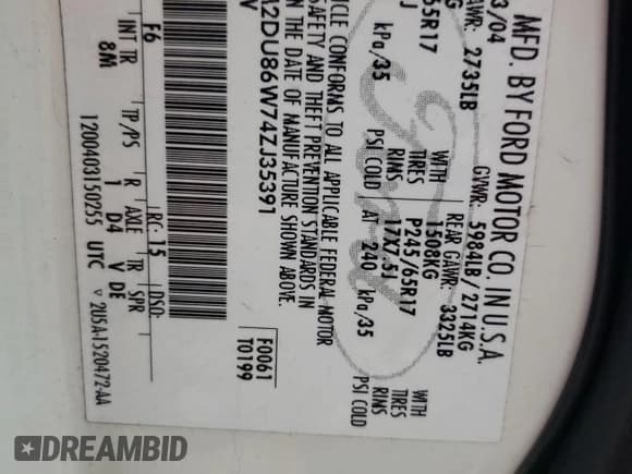 ✅ 2004 Mercury Mountaineer Convenience • VIN: 4M2DU86W74ZJ35391 • Лот: 67538475. Опубликован ранее на Copart с пробегом 174 196 миль. Бесплатный доступ к архиву аукционных продаж из США и подробный отчёт об истории автомобиля на DreamBid. Изображение 13.