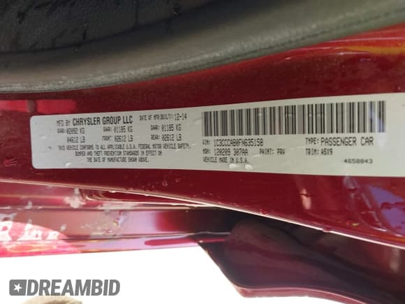 ✅ 2015 Chrysler 200 Limited • VIN: 1C3CCCAB0FN635158 • Lot: 43517278. Listed on IAAI with 211,117 mi. Free auction sales archive from the USA and detailed vehicle history report at DreamBid. Image 9.