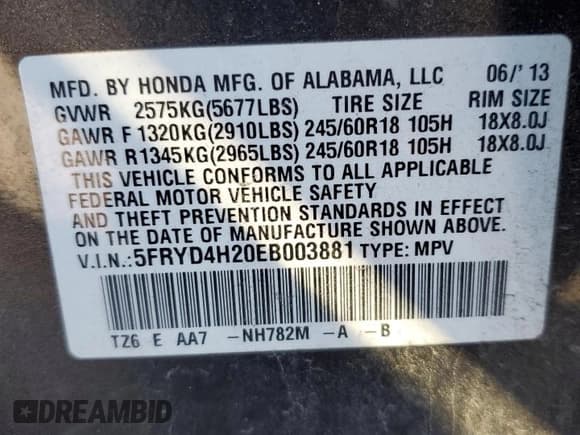 ✅ 2014 Acura MDX • VIN: 5FRYD4H20EB003881 • Lot: 82379095. Listed on Copart with 130,637 mi. Free auction sales archive from the USA and detailed vehicle history report at DreamBid. Image 13.