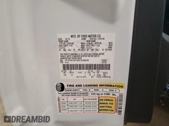 ✅ 2013 Ford F-150 XL • VIN: 1FTFW1EF4DFA39639 • Lot: 84258945. Wystawiony na Copart z przebiegiem 206 250 mil. Bezpłatny archiwum sprzedaży aukcyjnych z USA i szczegółowy raport historii pojazdu na DreamBid. Zdjęcie 12.