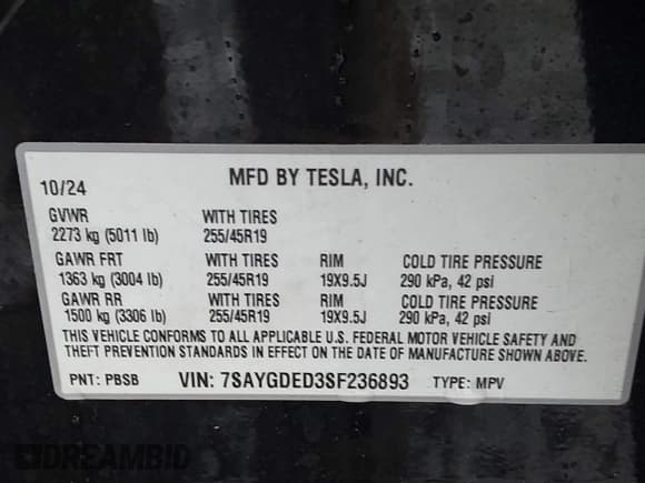 ✅ 2025 Tesla Model Y Long Range • VIN: 7SAYGDED3SF236893 • Лот: 43698211. Опубликован ранее на IAAI с пробегом 2 586 миль. Бесплатный доступ к архиву аукционных продаж из США и подробный отчёт об истории автомобиля на DreamBid. Изображение 9.