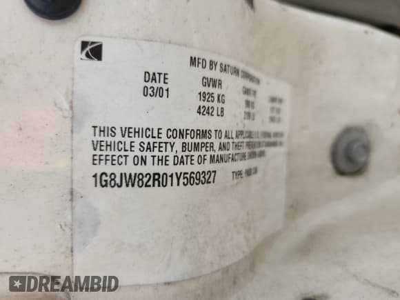 ✅ 2001 Saturn LW • VIN: 1G8JW82R01Y569327 • Лот: 62304095. Опубликован ранее на Copart с пробегом 201 857 миль. Бесплатный доступ к архиву аукционных продаж из США и подробный отчёт об истории автомобиля на DreamBid. Изображение 12.