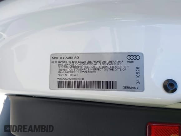 ✅ 2023 Audi A5 S line Premium • VIN: WAUSAAF58PA008198 • Лот: 43289766. Опубликован ранее на IAAI с пробегом 57 669 миль. Бесплатный доступ к архиву аукционных продаж из США и подробный отчёт об истории автомобиля на DreamBid. Изображение 9.